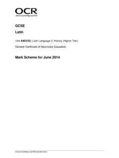 Mark Scheme A Latin Language History Mark Scheme A