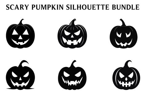 Black Scary Pumpkins Vector Clipart Bundle Halloween Pumpkin