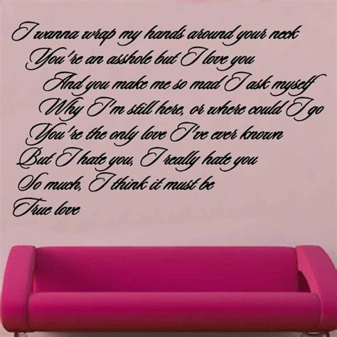 East Urban Home Pink True Love Lyrics Design 1 Decal Wall Sticker | Wayfair.co.uk