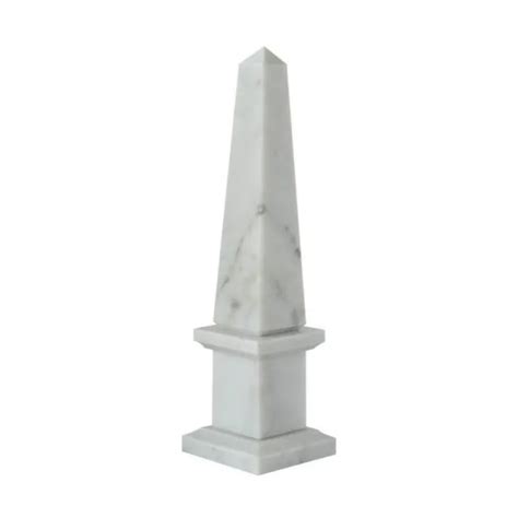 Obelisco Classico In Marmo Bianco Di Carrara Scultura Da Tavolo H Cm