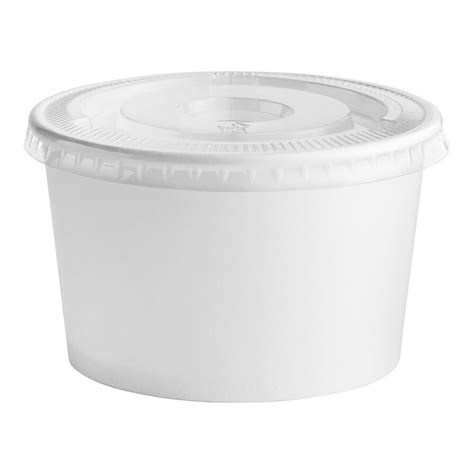 Choice 8 Oz White Paper Frozen Yogurt Food Cup With Flat Lid 50 Case