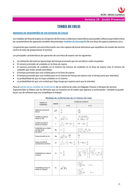 S10 Guía alumnos S10 TEORIA DE COLAS Semana 10 Sesión Presencial