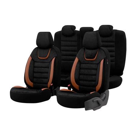 Premium Suede Leather Car Seat Covers Iconic Line - Black Tan For Bmw 5 ...