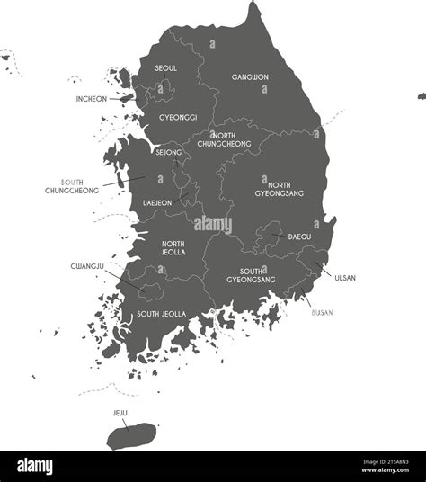 Vector Map Of South Korea With Provinces Metropolitan Cities And