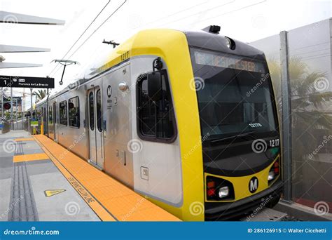 Los Angeles, California: View of Metro Rail Train, the Public Transport ...