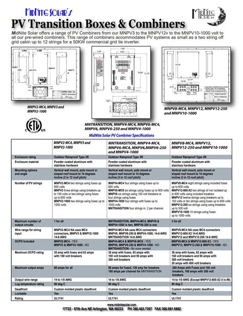 Stellavolta Midnite Solar Mnpv6 Combiner Nema 3r Aluminum