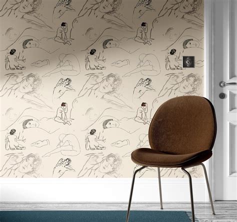 Removable Wallpaper Nude Women Female Body Luxury Décor Figure Drawing Wall Art Wall Design