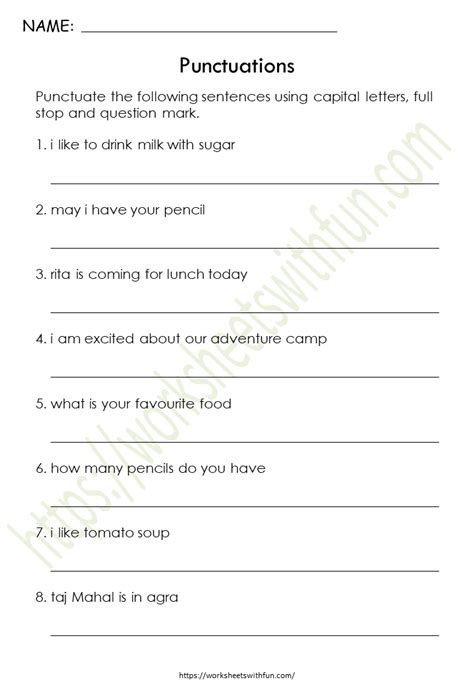 Punctuation Worksheets With Answers For Grade Worksheets