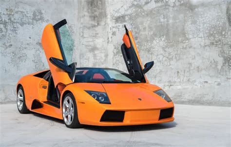 Wallpaper Orange Scissor Doors Lamborghini Murcielago Roadster For