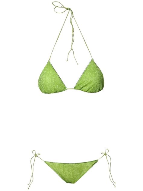 OSÉREE SWIMWEAR Lumière Lurex Triangle Bikini Lime Green Editorialist