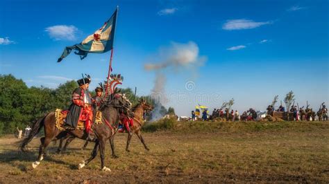 Polish Heavy Cavalry Hussars Riding On A Battlefield Historical