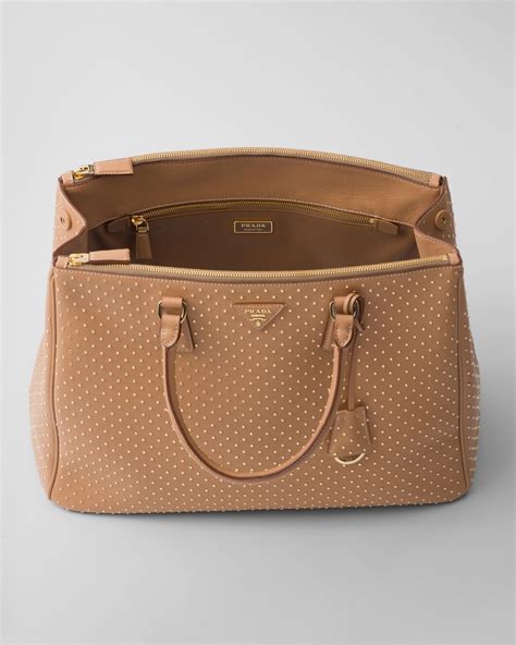 Natural Extra Large Prada Galleria Studded Leather Bag Prada