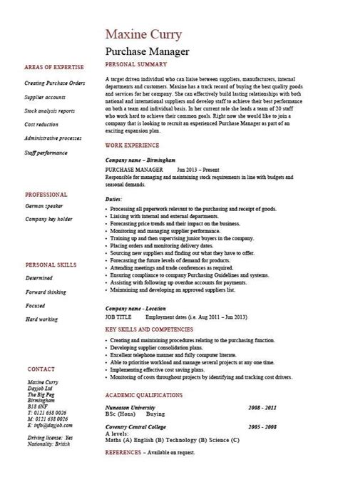 Purchase Manager Resume Job Description Samples Examples Templates