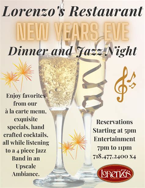 New Years Eve Dinner And Jazz Night Lorenzos Restaurant Bar And Cabaret