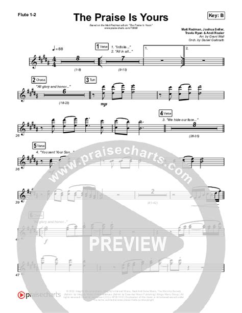 The Praise Is Yours Live Flute Sheet Music Pdf Matt Redman