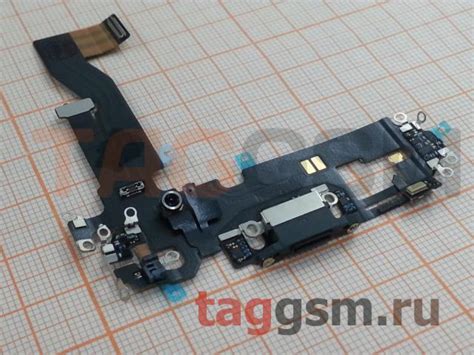 Шлейф для iPhone 12 / 12 Pro + разъем зарядки + микрофон (черный), ориг