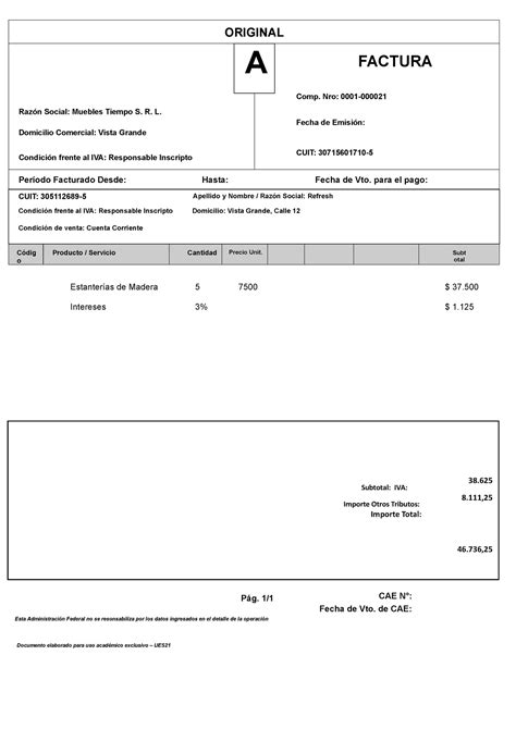 Factura De Compra Ejemplo Original A Factura Raz N Social Muebles
