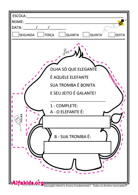 Atividades De Alfabetiza O O Elefante Poema Para Interpretar E