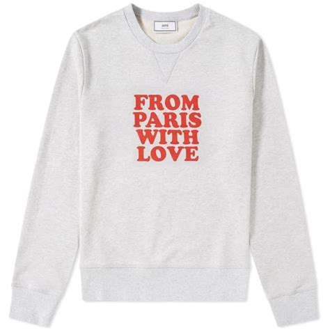 Ami From Paris With Love Crew Sweat Heather Grey End Paris Love