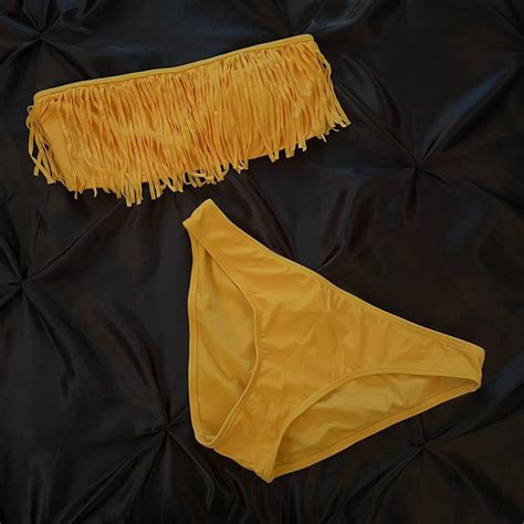 Yellow Bandeau Bikini Set Free Shipping Pay Thru Depop