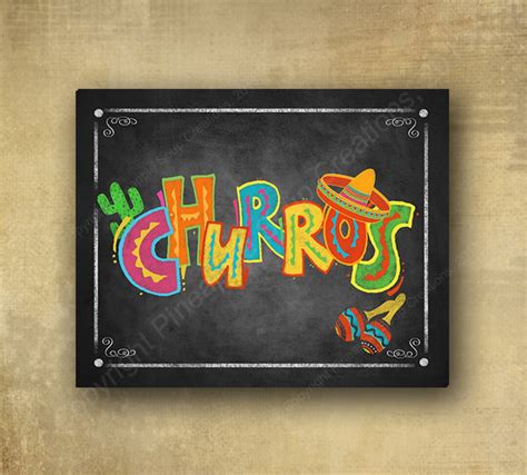 Fiesta Churros Printed Chalkboard Looking Sign Fiesta Party Signage