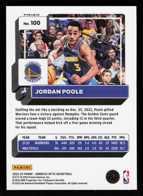 Donruss Optic Purple Shock Jordan Poole Golden State