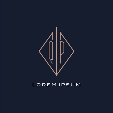 Monogram Qp Logo With Diamond Rhombus Style Luxury Modern Logo Design