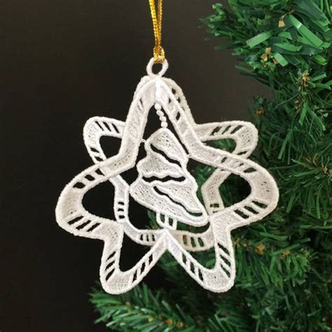 D Fsl Christmas Ornaments Free Standing Lace Machine Etsy