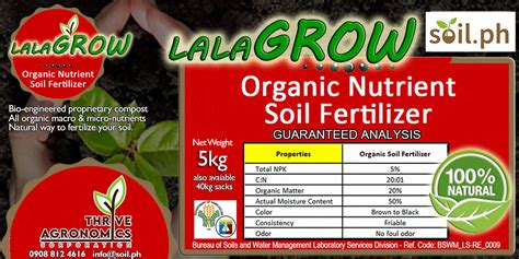 Thrive LalaGrow Organic Nutrient Soil Fertilizer 5kg Soil Ph