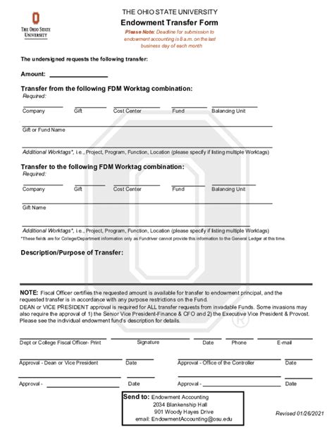 Fillable Online Busfin Osu The Ohio State University Endowment