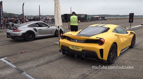 Porsche Gt Rs And Ferrari Pista Engage In Lairy Drag Race