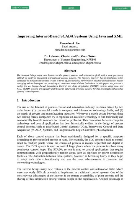 Pdf Improving Internet Based Scada Systems Using Java And Xml