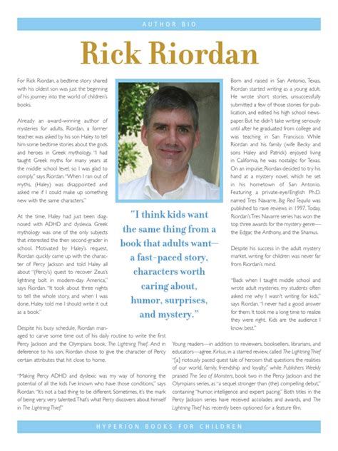 Rick Riordan Biography | PDF | Rick Riordan | Books