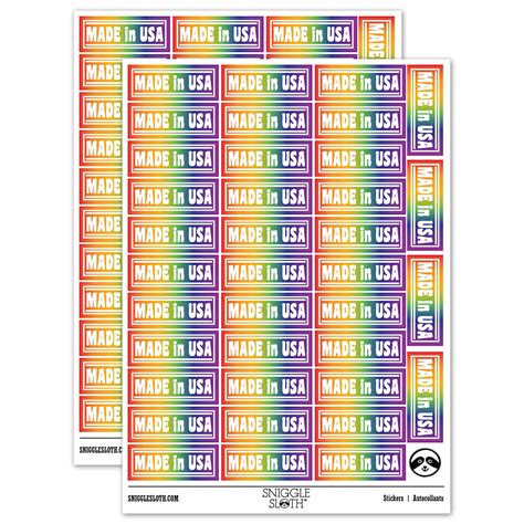 Made In Usa With Border Sticker Set Rainbow Matte Finish