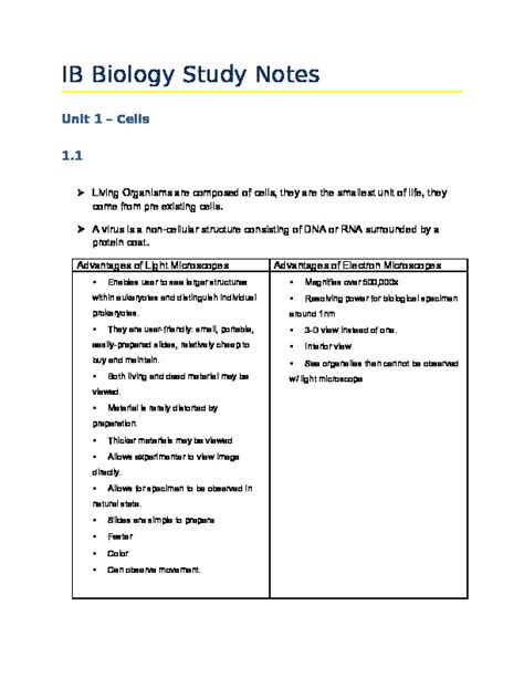 IB Biology Study Notes PDFCOFFEE