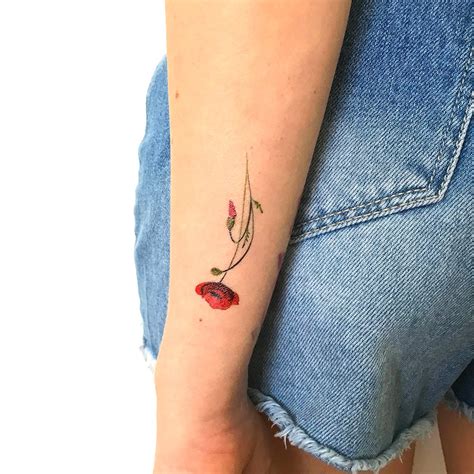 Poppy Temporary Tattoo by Lena Fedchenko set of 3 - Etsy