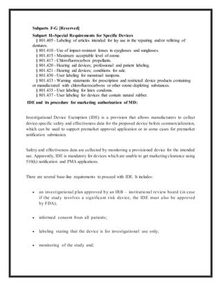 regulatory aspects of medical devices in USA | PDF