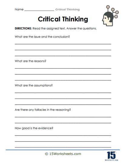 Critical Thinking Worksheets 15