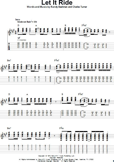 Let It Ride Guitar Tab Play Along Zzounds