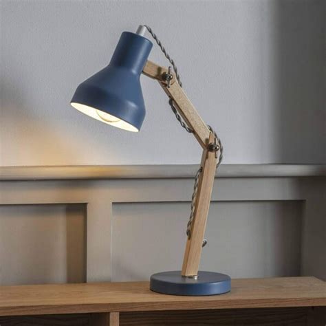 Blue Desk Lamp Bedside Reading Light Classic Architect Design