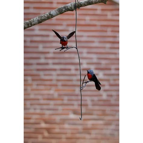 Suspension Oiseau Couple De Rouge Gorge En M Tal Jardin Et Saisons