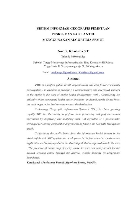 Pdf Sistem Informasi Geografis Pemetaan Puskesmas Jurnal