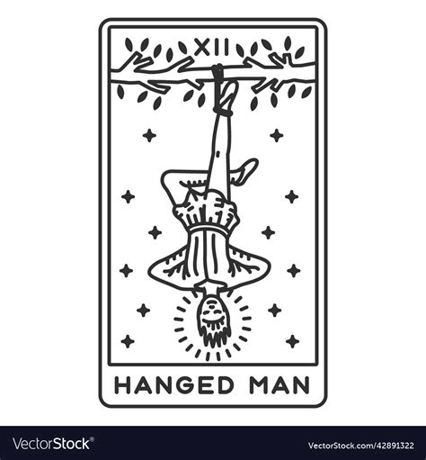 Tarot Card Hanged Man Stroke High Quality Vector Image