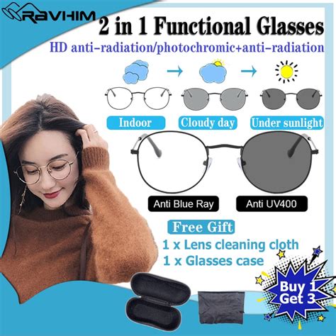 Ravhim Anti Radiation Eye Glasses For Women And Men Photochromic