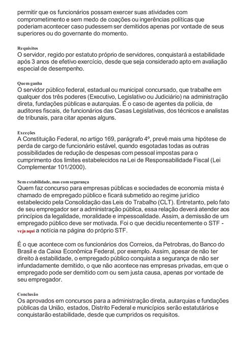 Concurso Regido Pela Clt D Direito Estabilidade Pdf