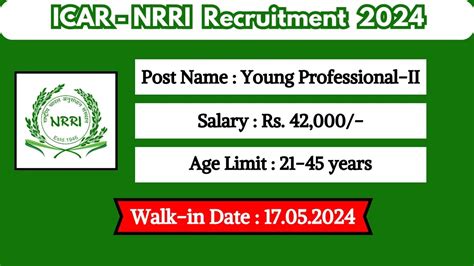 Icar Nrri Recruitment 2024 Walk In Interviews For Young Professional Ii