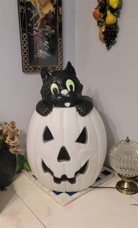 Blow Mold Vintage Pumpkin Blow Mold Black Cat Blow Mold Halloween