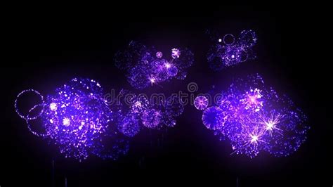 Violet Fireworks As Holidays Background For New Year Christmas Or