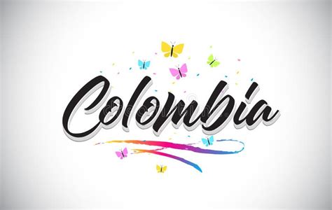 Word COLOMBIA With Colombian National Flag Under It Distressed Grunge