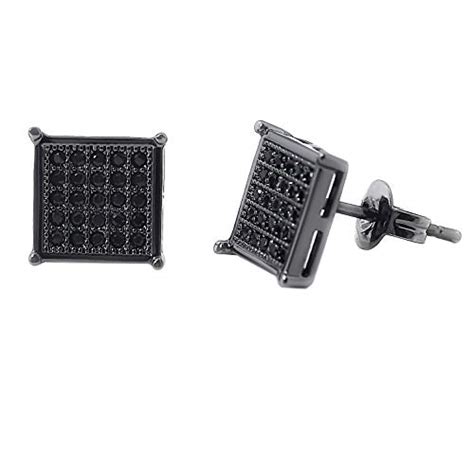 Get Stylish Look with Best Mens Black Diamond Earrings Square